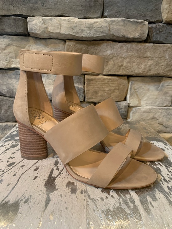 Vince Camuto Shoes - Vince Camuto Tan Wide-Strap Block Heel Sandals